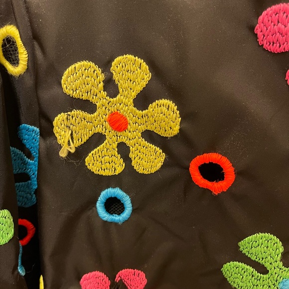 Moschino Embroidered Flower Bomber Jacket, Black~ Unisex - Picture 3 of 5